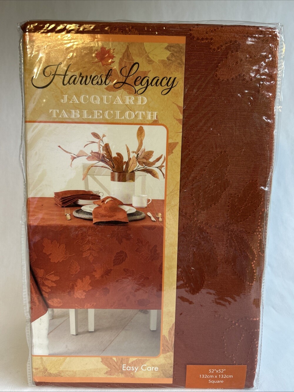 Benson Mills Harvest Legacy Jacquard Tablecloth 52 X 52 Square Rust Orange
